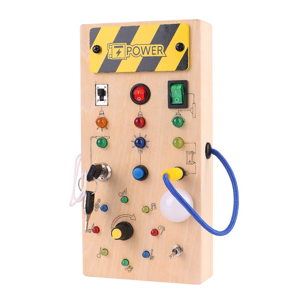 Монтессори Бизиборд Сенсорные Игрушки Выключатель Света Выключатель Панель Управления Деревянный Со Светодиодной Подсветкой Путешествия Мероприятия Детские Игры