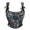 Womens Sexy Bustier Corset Top Eyelet Lace-up Floral Print Push Up Crop Tops Vintage Tank Top Party Clubwear Bodice