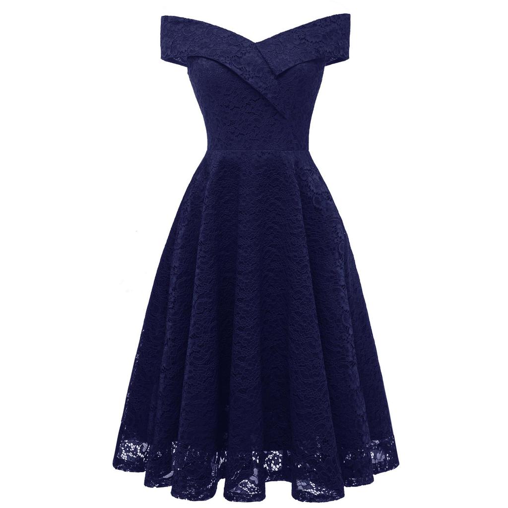 Платье женское Deer с запахом спереди, с открытыми плечами, в стиле бардо, с цветочным кружевом, миди-юбка-клеш, для выпускного вечера, коктейля, формальной вечеринки, наряда для подружки невесты, свадебного гостя, для особого случая