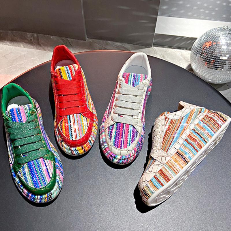 Красочные туфли для спорта со стразами «Звездное небо» для женщин, на толстой подошве, сетчатые, удобные, дышащие