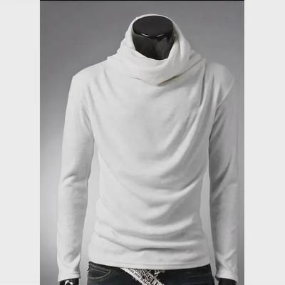 Мужская рубашка с длинным рукавом и воротником-стойкой Slim Fit - модный однотонный топ на весну/осень