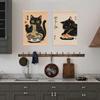4 Pcs Vintage Japanese Cat Wall Art Hanging Banner, Japanese Noodle Sushi Linen Banner Poster Hanger Wall Decor for Home Kitchen Dining Room Wall