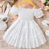 Girls Strap Pleated Dress Child Summer Bud Sleeve Casual Stitching Cake Princess Dresses Kids Baby Clothes for 2 To 8 Years Old