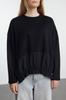 Women's Fashionable Stylish Sweatshirt Black Soft Touch Parachute Detailed Regular Normal Fit Knitted Sweatshirt
