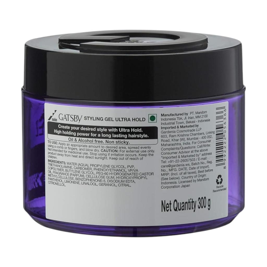Gatsby Water Gloss Ultra Hold Hair Gel For Men 300Gm | Strong Styling Gel With Lasting Hold And Wet Look Shine