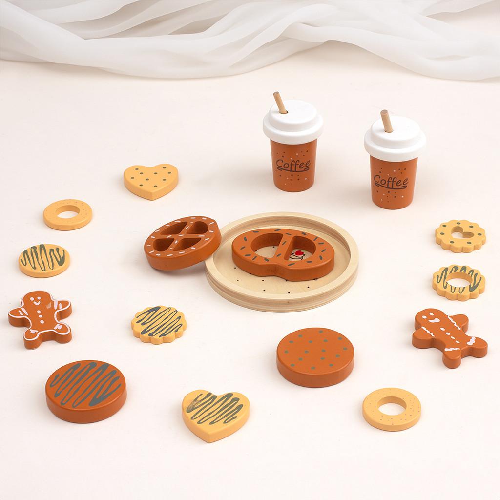 Simulation Funny Wooden Afternoon Tea And Cookie Coffee Children Toy Set