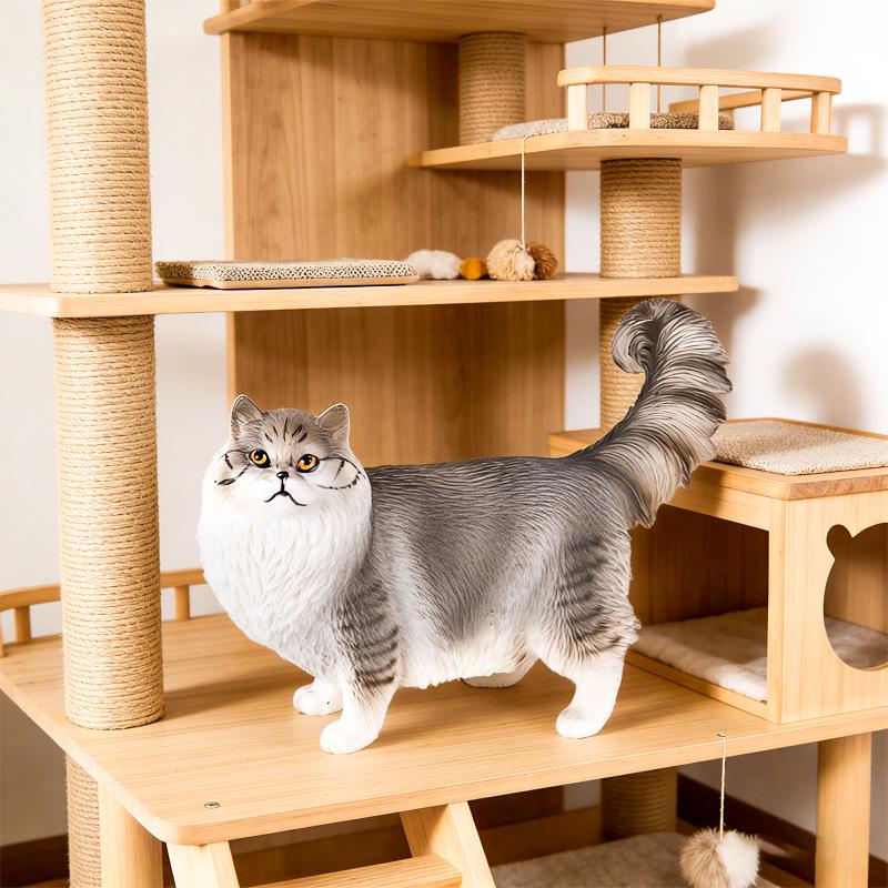 Three-Color Animal Model Plush Cat Toy - British Shorthair, Siamese, Persian, Orange, and Leopard Cat Simulation for Kids.