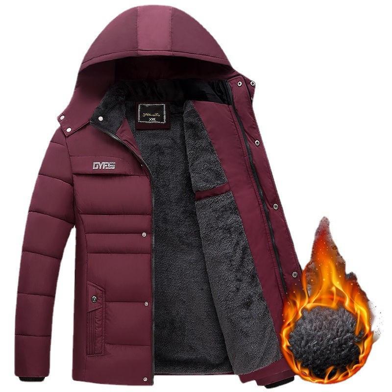 Men's Fall and Winter Hooded Warm Jacket Thickened Outdoor Warm Windproof Jacket Lining Padded Jacket