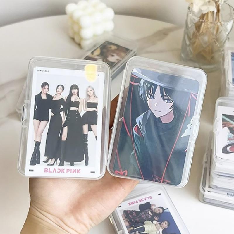 Прозрачная пластиковая коробка для хранения фотокарточек, маленькая коробка для хранения карточек, настольный органайзер, классификационная коробка, канцелярские принадлежности