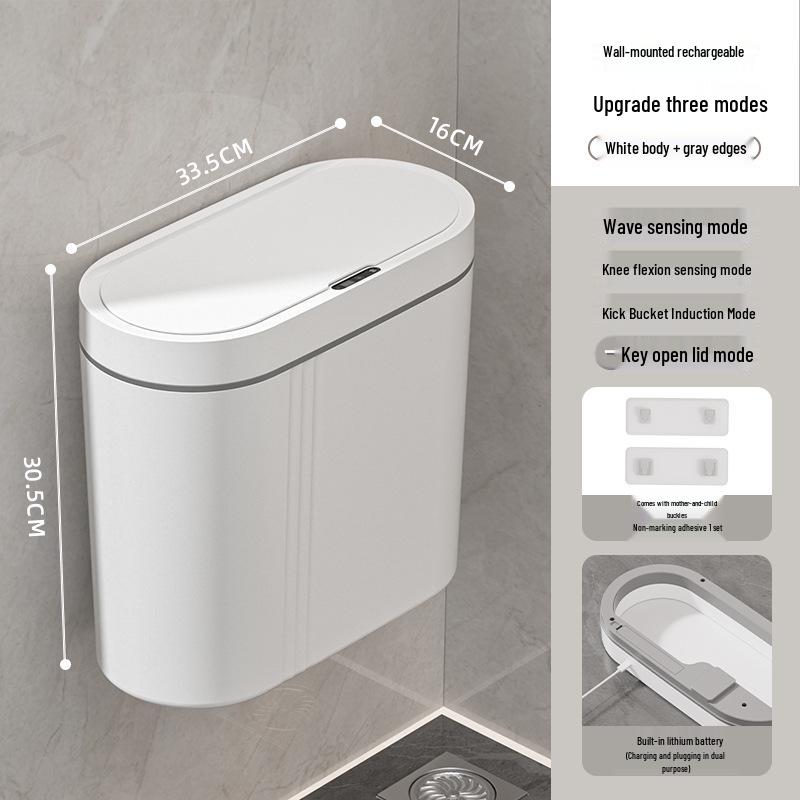 2025 Умное настенное автоматическое мусорное ведро с откидной крышкой для кухни и ванной комнаты