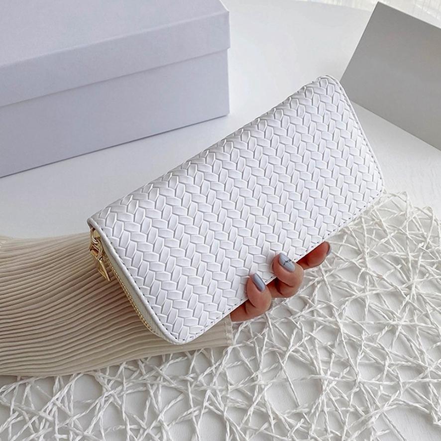 Ladies Fashion Simple Mid-length Zipper Woven Wallet Clutch Purse KTB