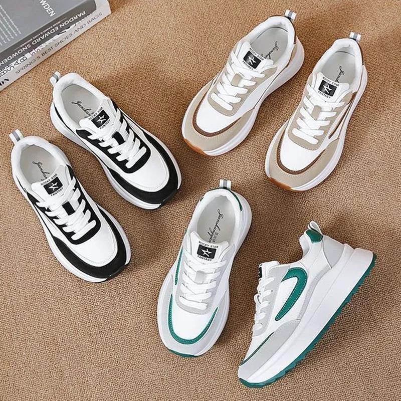 Fashion New Korean Style All-match Casual Sports Shoe Young Student Thick Sole Sneakers Running Shoes 2024 Women Spring Autumn