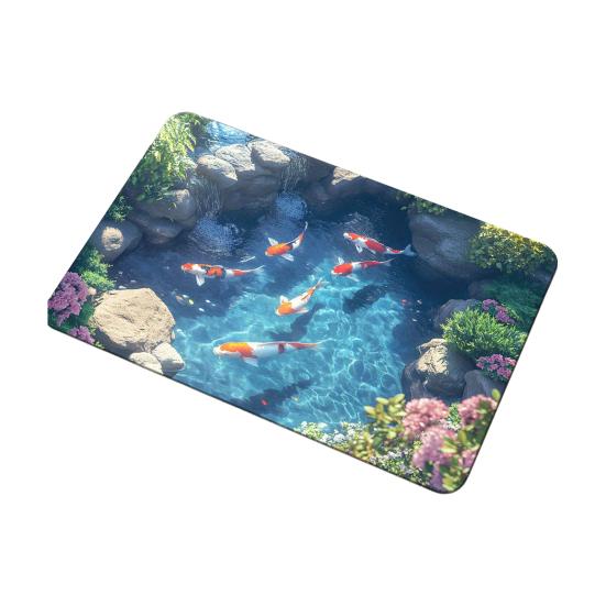 3D Коврик для дна пруда Диатомовая земля Реалистичный Водный котлован Ковер с рыбами Впитывающий Нескользящий Коврик для ванной для прихожей Кухни Гостиной
