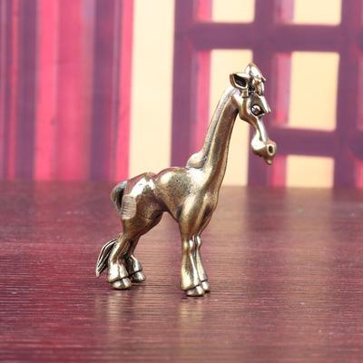 Античная латунь Лошадь Маленькая статуэтка Настольное украшение Винтажные фигурки животных Миниатюры Декор Ремесла