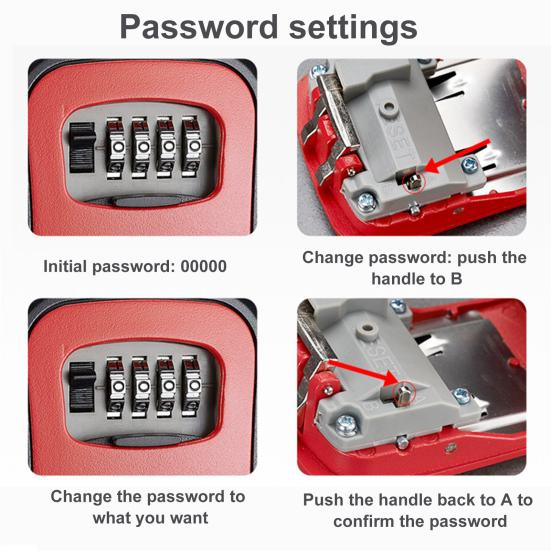1 комплект ящика с замком для ключей, большая вместимость, высокая прочность, хорошая безопасность, небьющийся 4-значный кодовый замок с паролем, сейф для дома