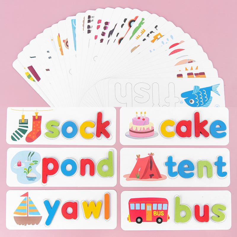 Wooden Spelling Game Children'S 26 English Letters Spelling Practice Early Education Cognitive Educational Toys