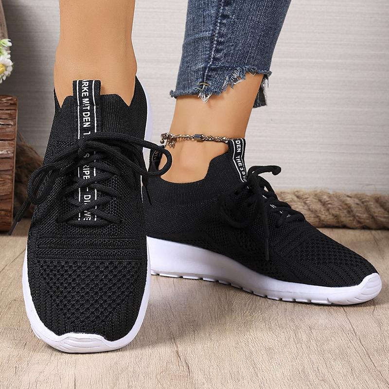 Fashion Breathable Mesh Casual Sneakers Women 2025 Comfortable Soft Sole Knitted Flats Woman Slip On Walking Running Shoes Size 36-43