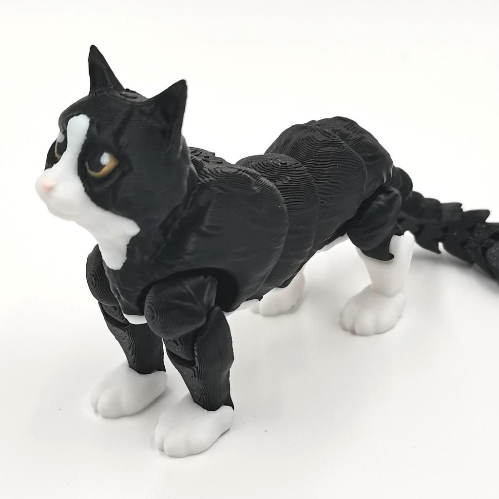 Реалистичная черная кошка, модель-игрушка, напечатанная на 3D-принтере, с подвижными суставами