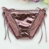 Women Panties Lace Patchwork Lace Up Seamless Satin Breathable Anti-septic Mid Waist Soft Shirring Intimate Underpants Lady Underwear