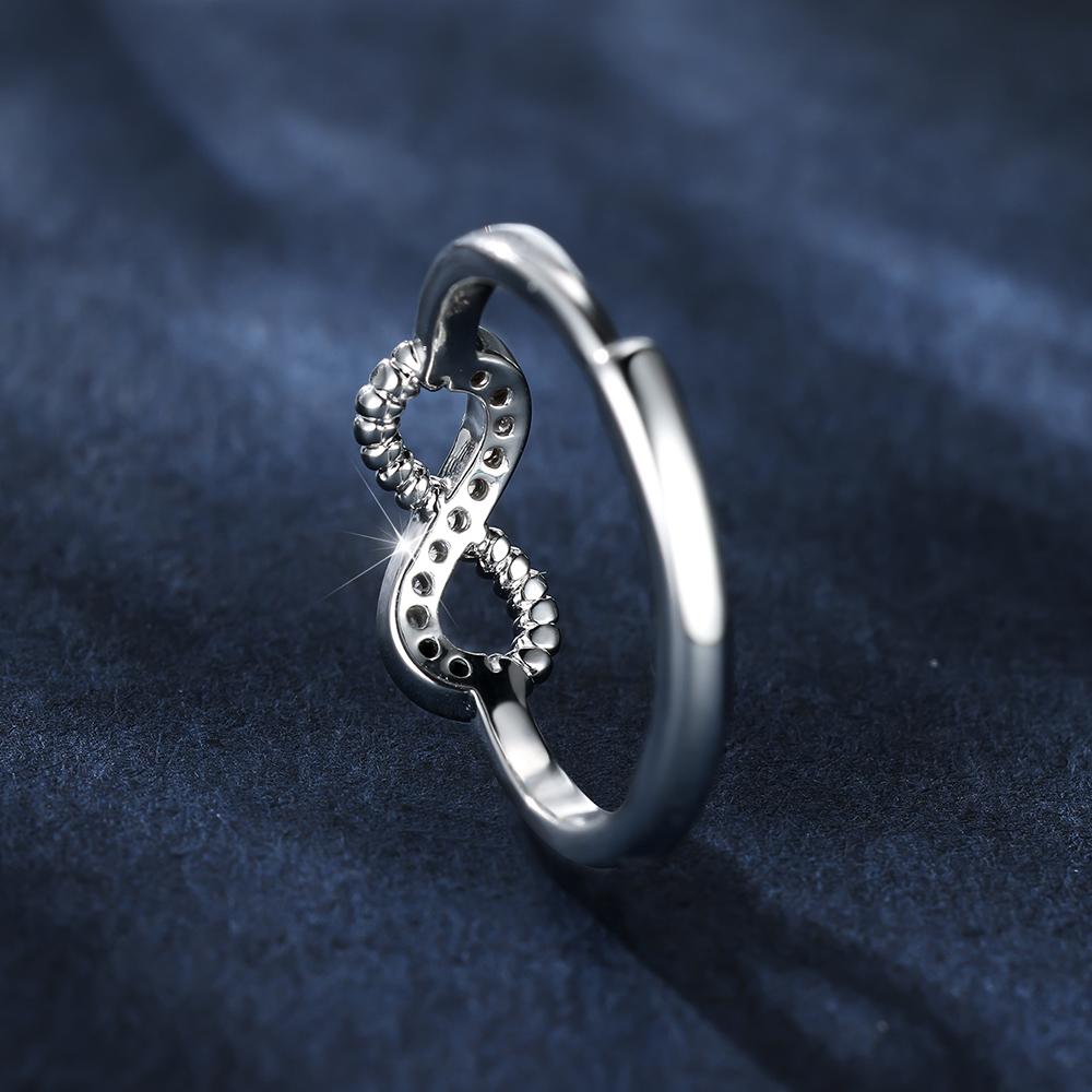 Серебро, золото, белый камень, CZ Love Infinity, кольцо, обручальное регулируемое кольцо, обручальные кольца для женщин, модные ювелирные изделия
