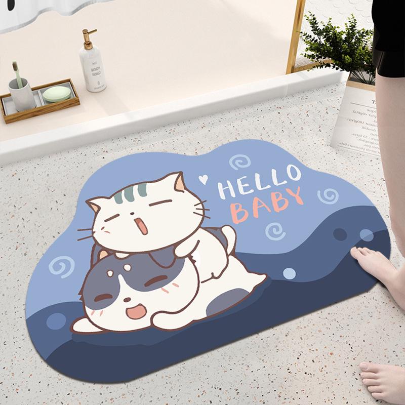 Panda Cartoon Non-Slip Absorbent Diatomaceous Earth Bathroom Doorway Mat