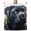A Black Cane Corso Watercolor Portrait Throw Blanket Warm Comfortable Blanket for Office Napping