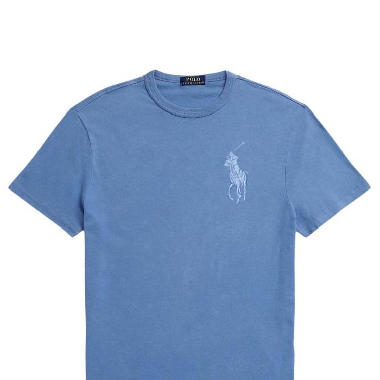 Polo Ralph Lauren однотонная футболка с вышитым принтом Big Pony, повседневная, с круглым вырезом и коротким рукавом, мужские топы, синяя MNPOTSH1N822148-400