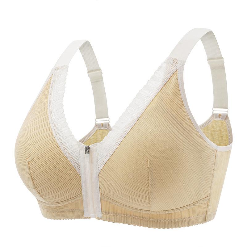 Нижнее белье с фиксированной чашкой и молнией спереди для женщин среднего и пожилого возраста, без стального ободка, большой размер, чехол для бюстгальтера