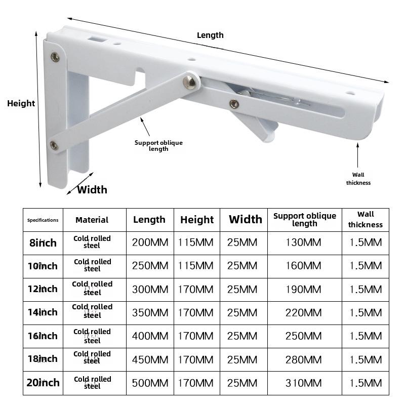 Треугольный складной кронштейн из нержавеющей стали - тройная подпружиненная угловая полка.