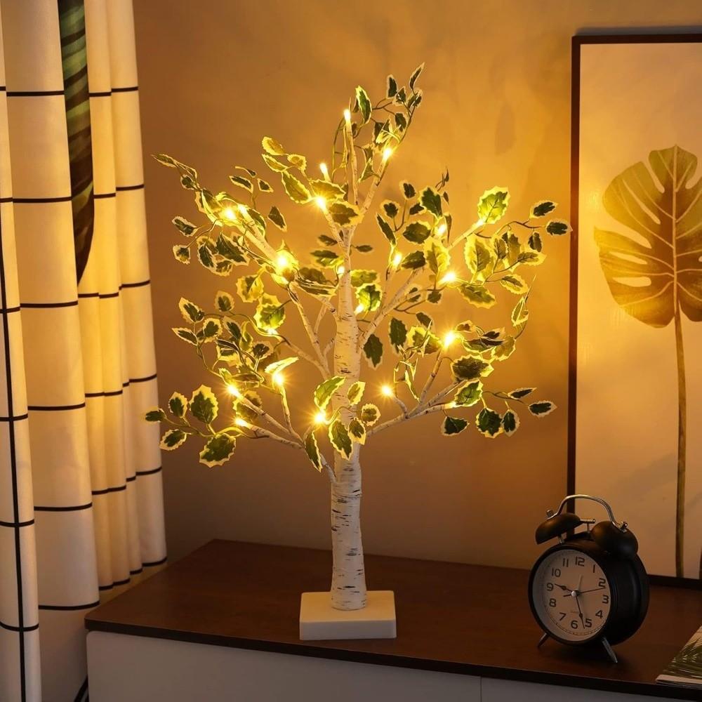 Simulation Green Leaves LED Tree Light Warm White Luminous Decoration Tree  Festival Lighting