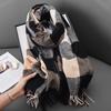 Fashion Corrugated Plaid Color Matching Cashmere Thermal Scarf Women'S British Style Fringed Shawl High Sense