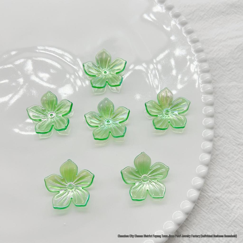 Plated Iridescent Acrylic Five-Petal Flower DIY Jewelry & Phone Chain Accessories