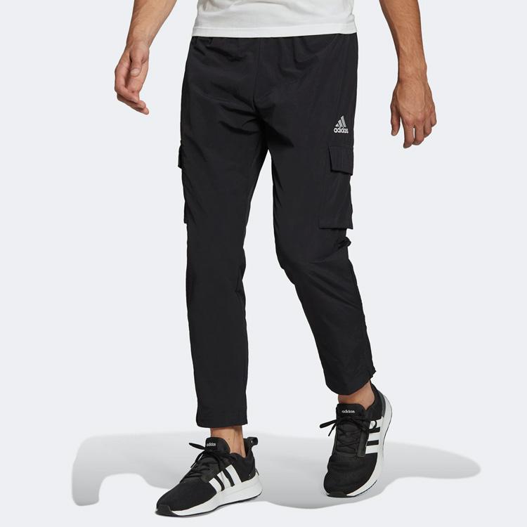 Adidas Спортивные брюки-карго с однотонным логотипом, мужские, черные, HE1859