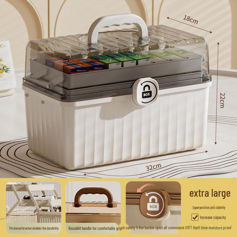 Большая вместительная портативная аптечка первой помощи и медицинский ящик для хранения для использования дома и на открытом воздухе