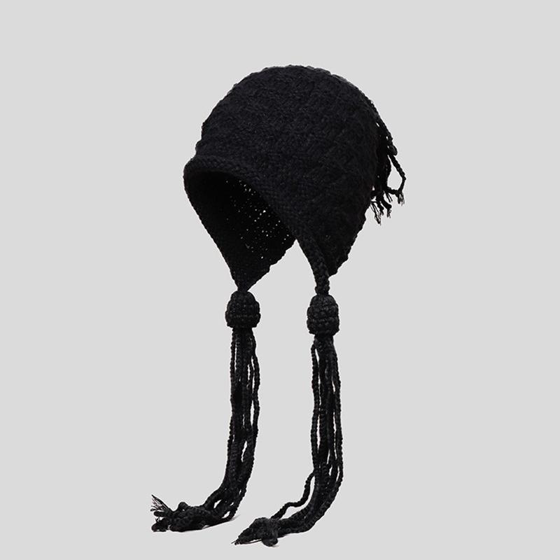 1 шт. Вязаная крючком цветная шапка для женщин, зимняя, вязаная шапка-бини с ушками, кисточкой, помпоном