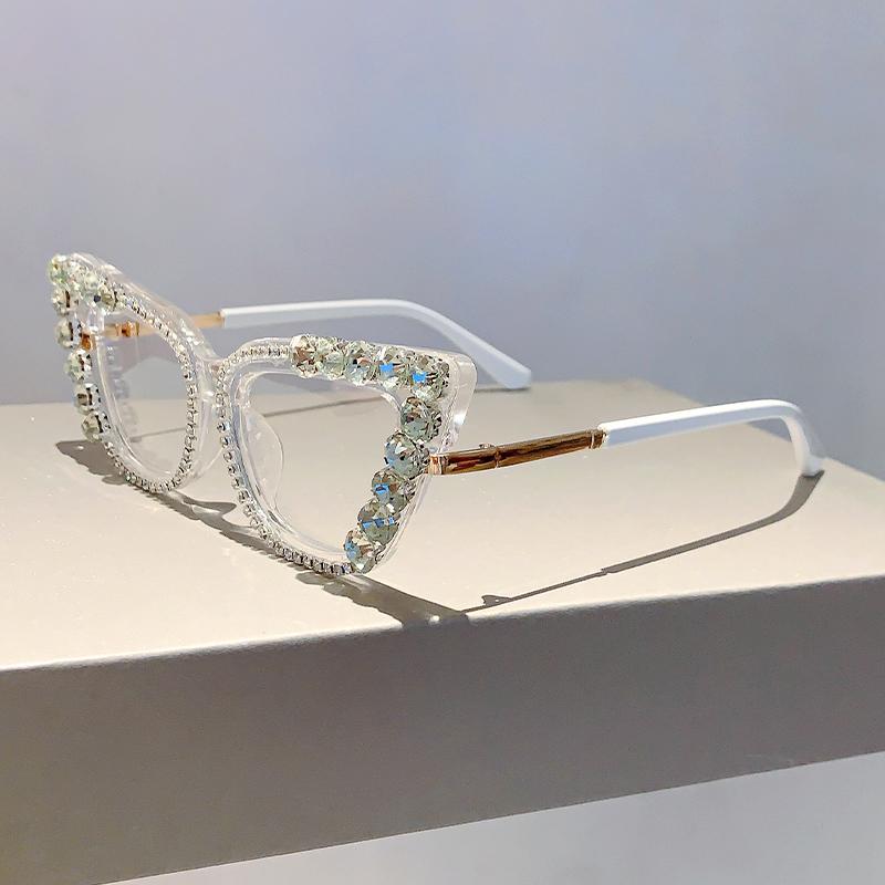 Женские очки «кошачий глаз» со стразами, стильные винтажные очки для блокировки синего света, модные оригинальные очки конфетного цвета