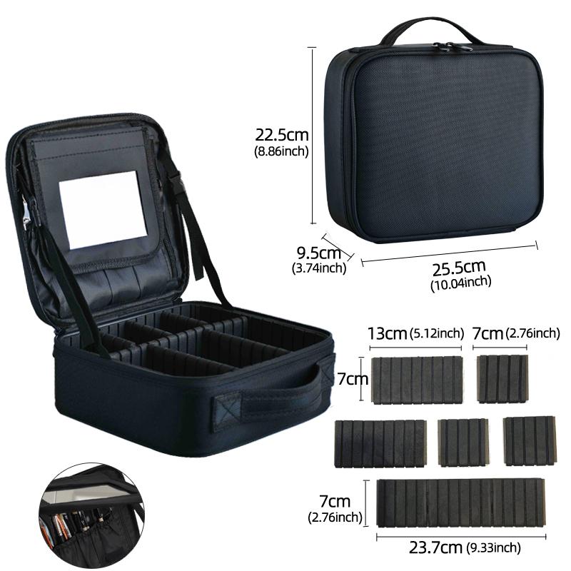 New Cosmetic Bag With Mirror Beauty Brush Makeup Bag Travel Necessary Waterproof Large Capacity Travel Tattoo Makeup Case