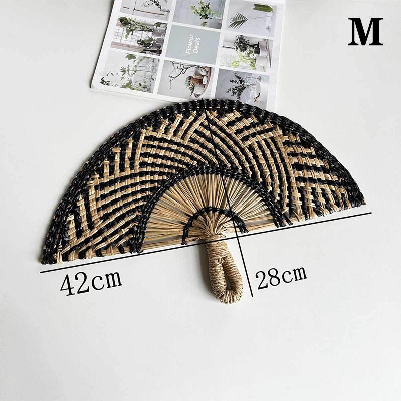 Hand-Woven Straw Fan Decorative Handmade Semicircular Woven Fan Summer Cooling Fan Handheld Fan Gift Home Decor