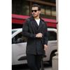 Men's Black Belted Water And Windproof Trench Coat Topcoat