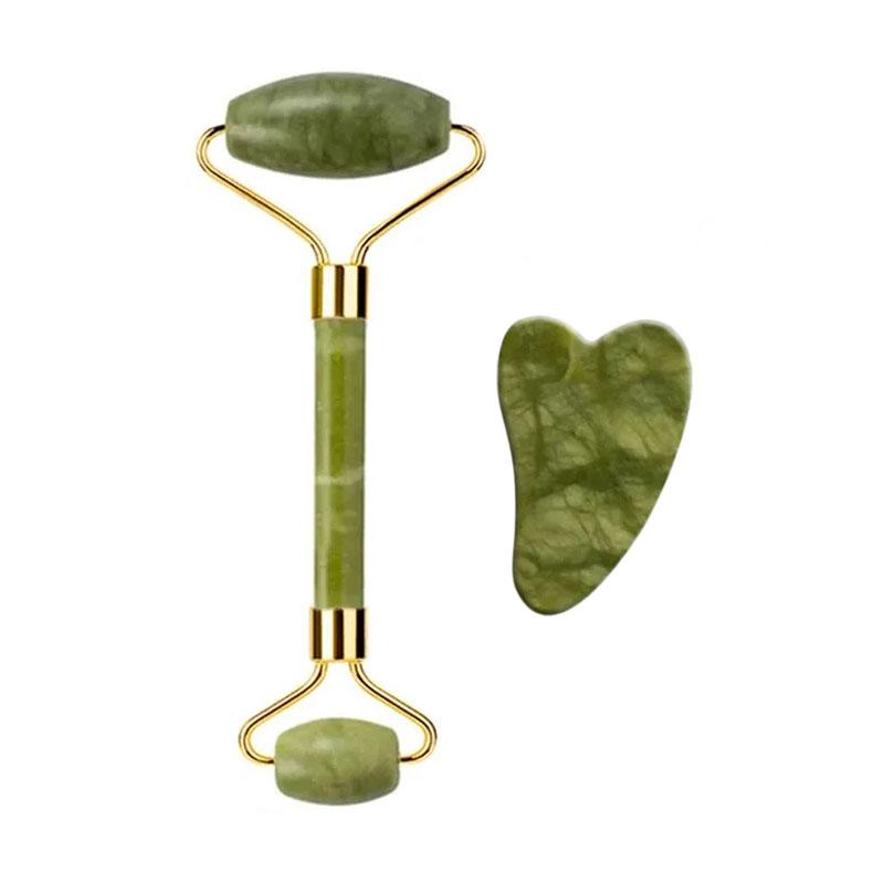 2/3/4pcs Natural Rose Quartz Obsidian Jade Roller Gua Sha Stone Set Gouache Scraper Facial Lifting Anti-Wrinkle Skin Care Tools