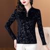 Рубашка из бархатной основы для женщин на осень и зиму, новая черная узкая рубашка для женщин, длинный рукав, термобелье, внутренний толстый топ
