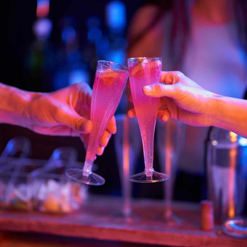 120 шт. Пластиковые бокалы для шампанского с серебряным и золотым глиттером, 5 унций, многоразовые бокалы для тостов для свадеб, вечеринок, мимоз – прозрачные, оптом