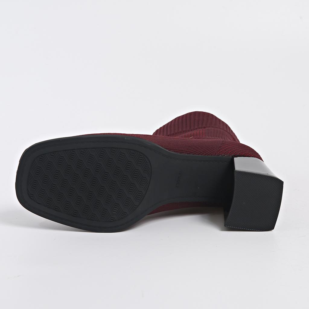 Fashion Aphixta Wine Red Cotton Fabric Women Ankle Boots 6.5cm High Heels Modern Boots Big Size42 Shoes Woman Boats Botines Para Mujeres