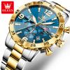 Men Watch Luxury Quartz Watch Multi Functional Waterproof Moon Phase Chronograph Men Dress Watch Reloj