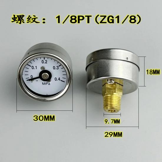 G Series Air Source Pressure Gauge Axial Pneumatic 0.2 0.4 1MPA Vacuum-100KPA Surface 30MM R1/8