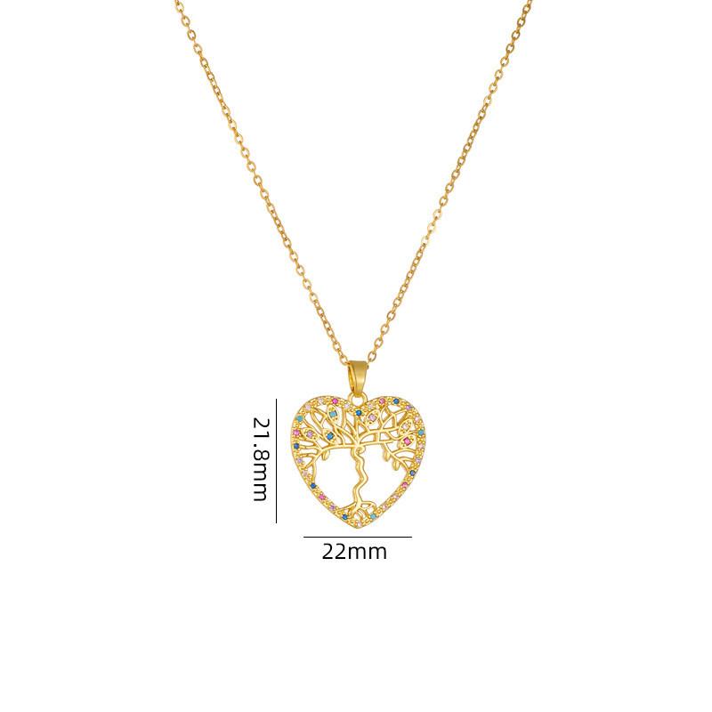 Hot Sell Zircon Lucky Tree Pendant Necklace Stainless Steel Light Luxury Plant Choker Jewelry Birthday Gifts For Women Girls