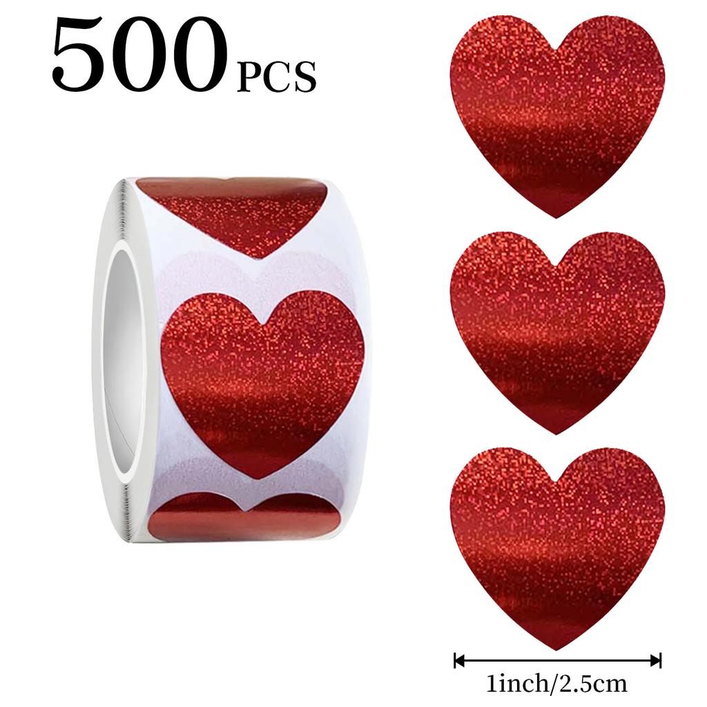 500pcs/roll Heart-Shaped Glitter Labels,Self-Adhesive Stickers for Baking Packaging,Valentine's Day,Bridal Gifts,Easter Gifts