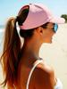 Womens Ponytail Baseball Cap With Hole For High Bun, Breathable Sun Hat For Beach Vacation Travel