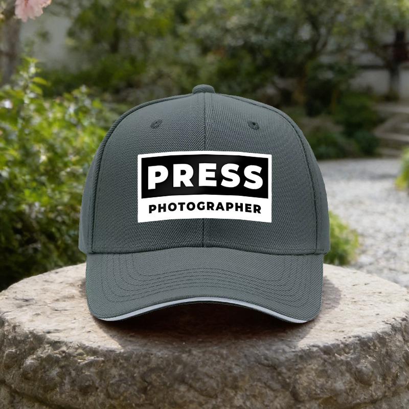 Unisexs Womens Personalized Baseball Cap with PRESS PHOTOGRAPHER Alphabet Black Breathable Outdoor Casual Hat