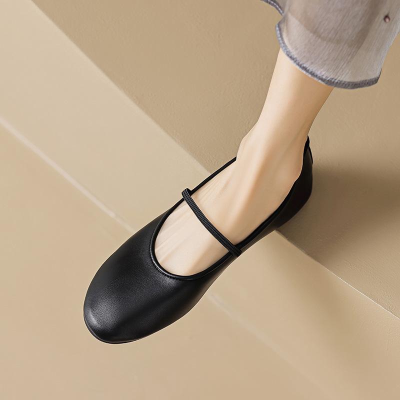 Балетки Weiwei Girl 626-1 женские из мягкой кожи с французским ремешком и одним словом Туфли Мэри Джейн для бабушки, женские туфли большого размера